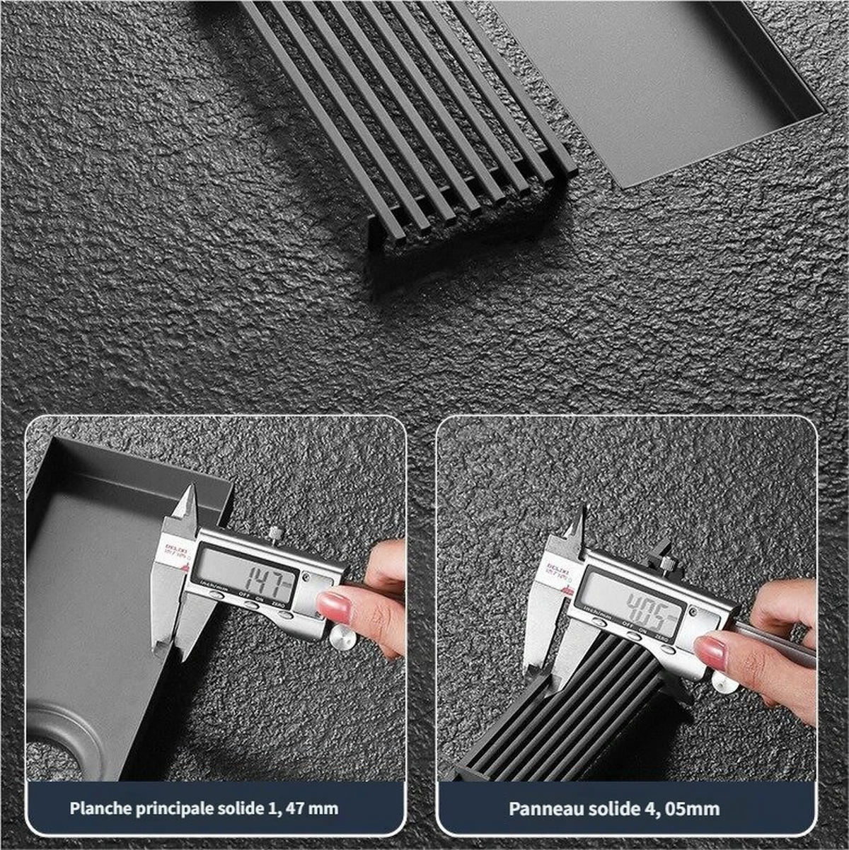BODENABLAUF – 8 x 20 cm – Mittiger Ablauf - Grau, Metall (12.4/31/6.8cm)