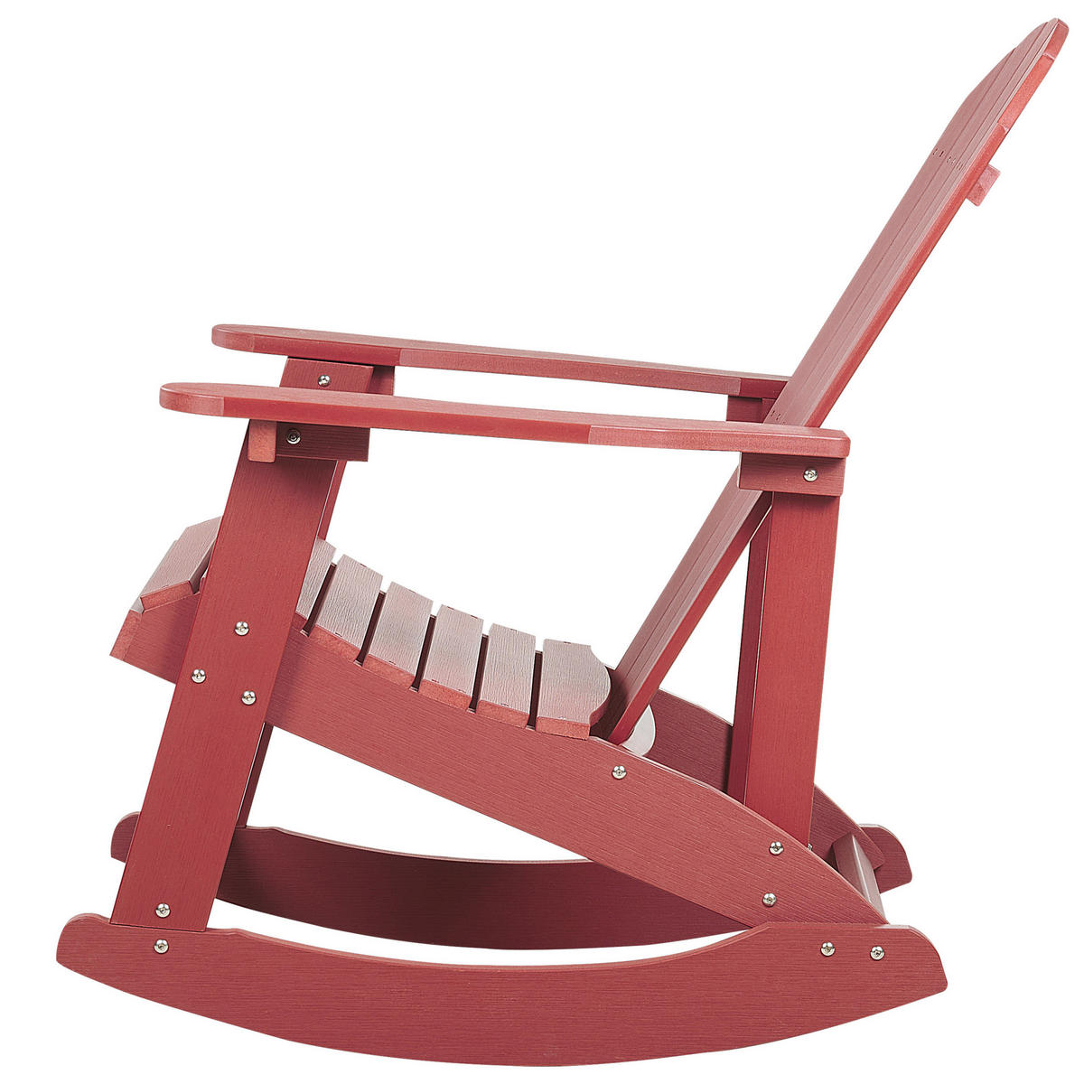 GARTEN-SCHAUKELSTUHL Kunstholz rot Adirondack - Rot, Kunststoff (76/100/94cm) - Beliani