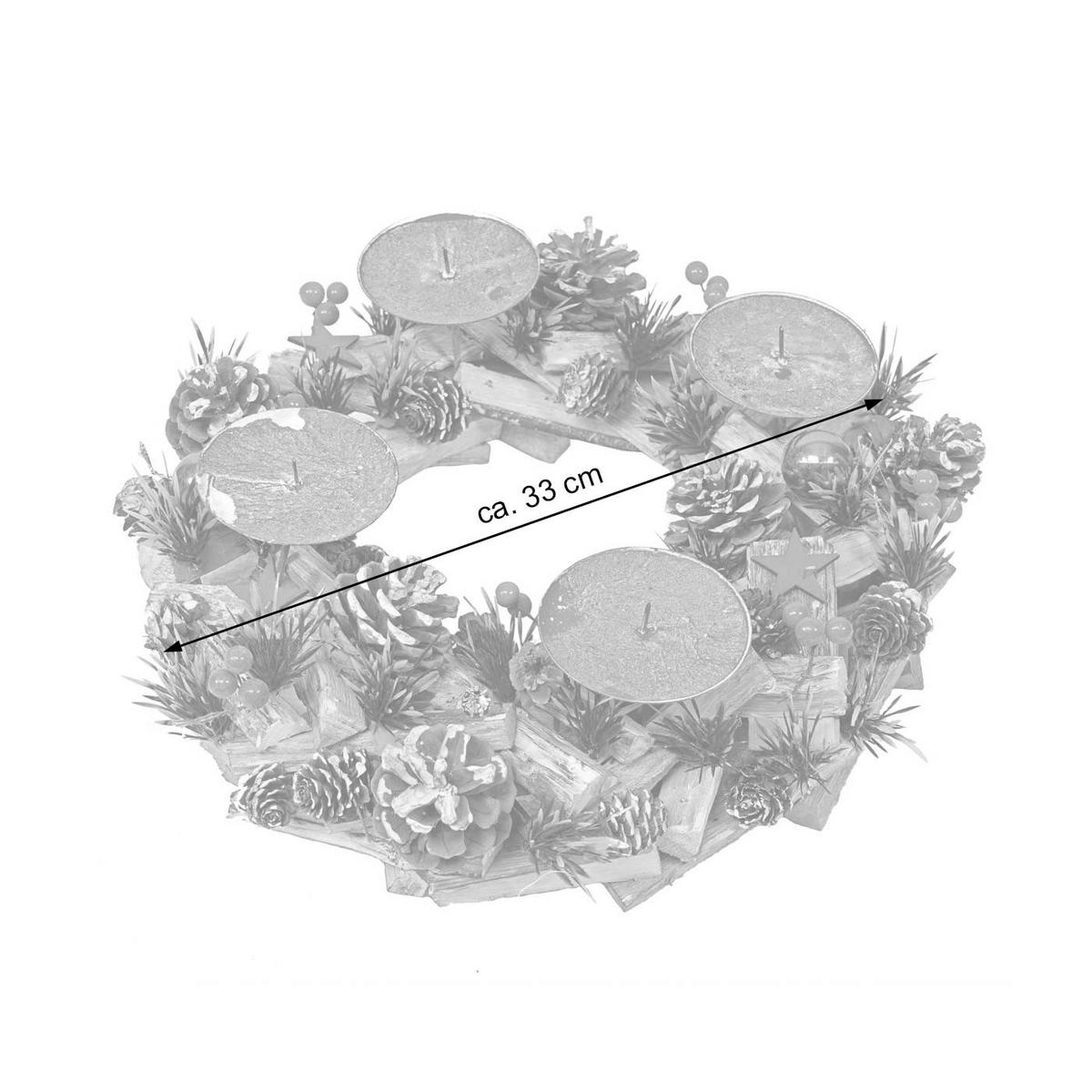 ADVENTSKRANZ HOLZ OHNE KERZEN Grau, Multicolor - Multicolor/Grau, Holz (12cm) - MCW