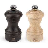 MÜHLENSET Bistro 10cm Pfeffer- & Salzmühle Buchenholz Stahlmahlwerk Natur/Schokolade - Braun, Holz (10.6/10/5.3cm) - PEUGEOT