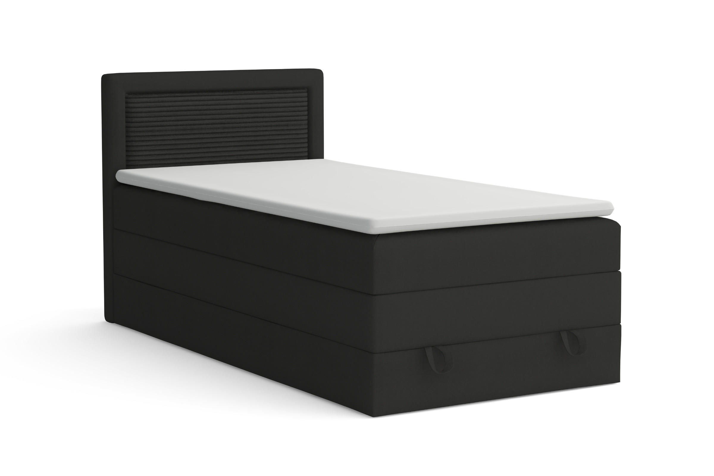 BOXBETT NORA 100/200 in Velours Schwarz - Schwarz, Holz/Holzwerkstoff (100/200cm) - Deine Möbel 24