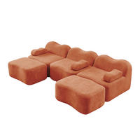 SOFA modular mit Hocker Samt Orange - Orange, Textil (288/70/167cm) - IVMEU