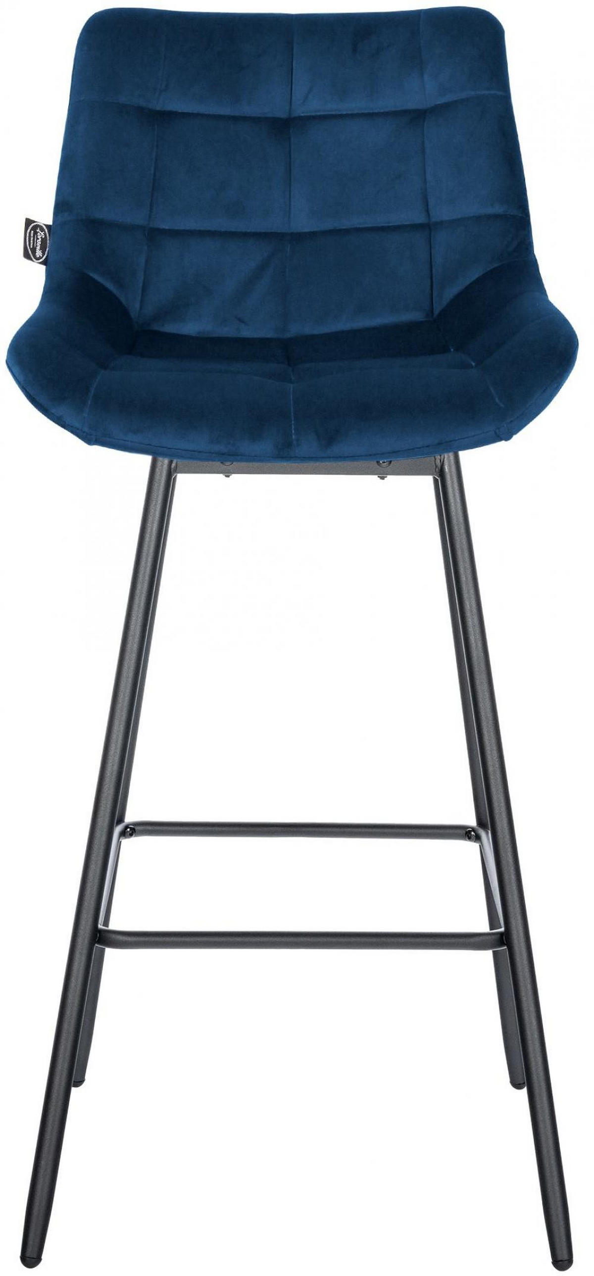 BARHOCKER Samt blau - Blau/Schwarz, Textil/Metall (49/105/56cm) - CLP