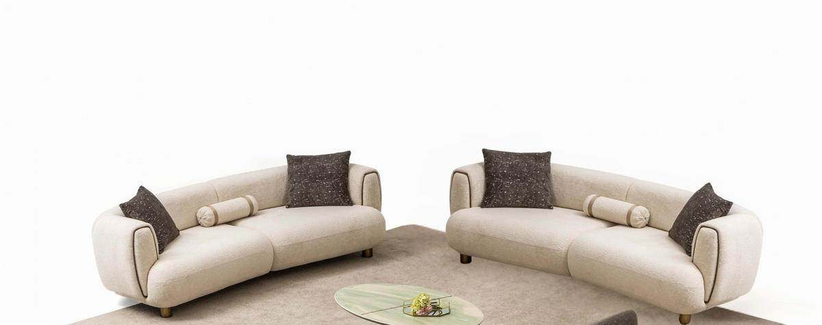 SITZGARNITUR Artemis Stellvariante:3+3 - Beige, Holz/Textil (250/75/95cm) - Villa Möbel