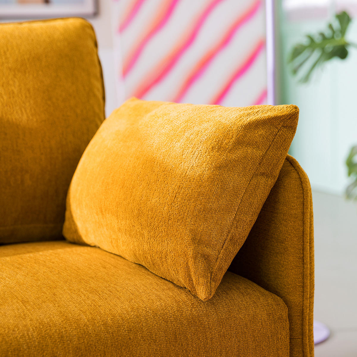 3-SITZER SOFA - Webstoff - Gelb/Schwarz, Textil (193/87/83cm) - home24