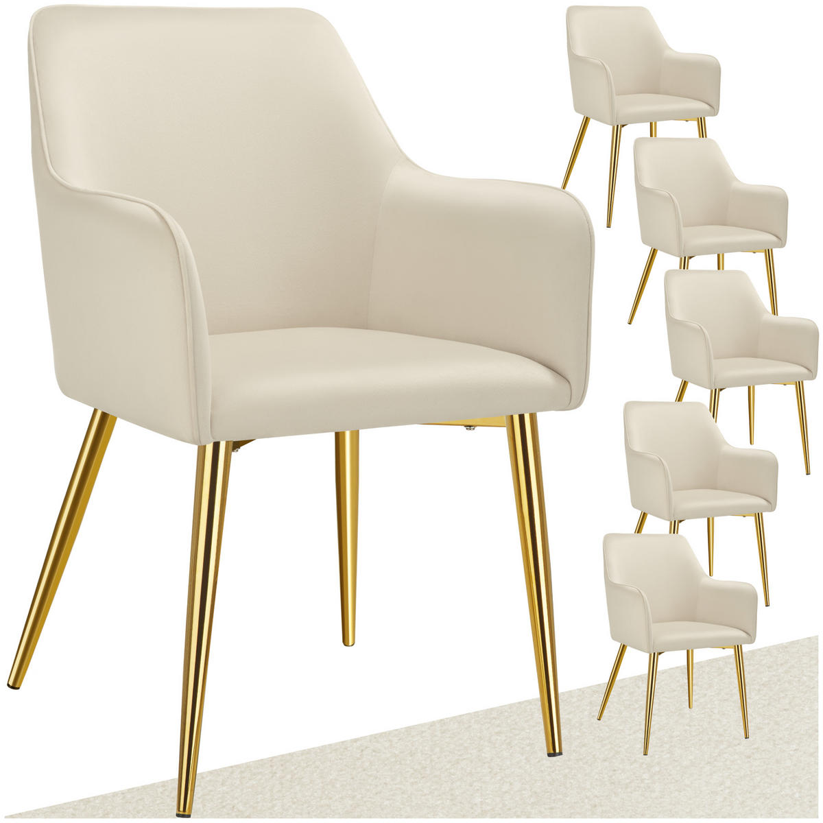 ARMLEHNSTUHL 6er Set Avane 55 x 63 5 x 86 5 cm beige - Beige, Textil (55/86.5/63.5cm) - tectake