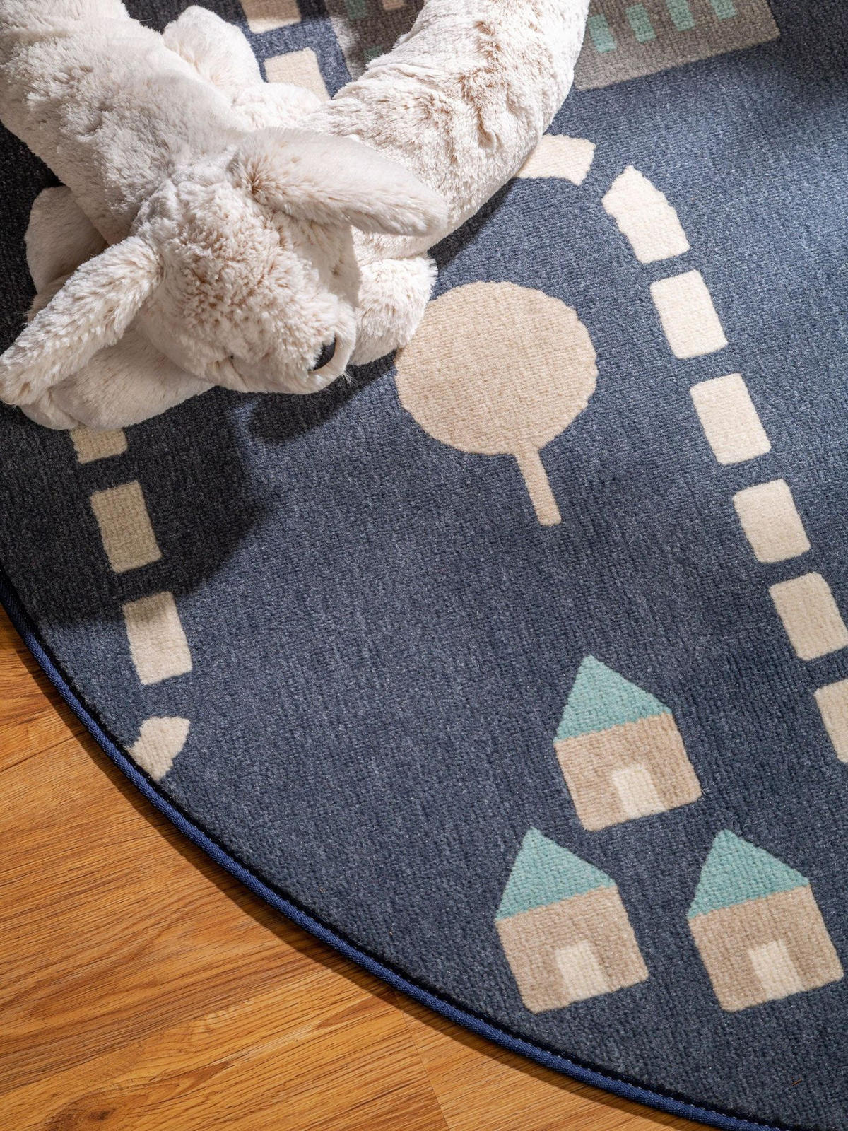 KINDERTEPPICH Juno Blau ø 120 cm rund - Blau, Kunststoff (120/1cm) - KUNSTLOFT
