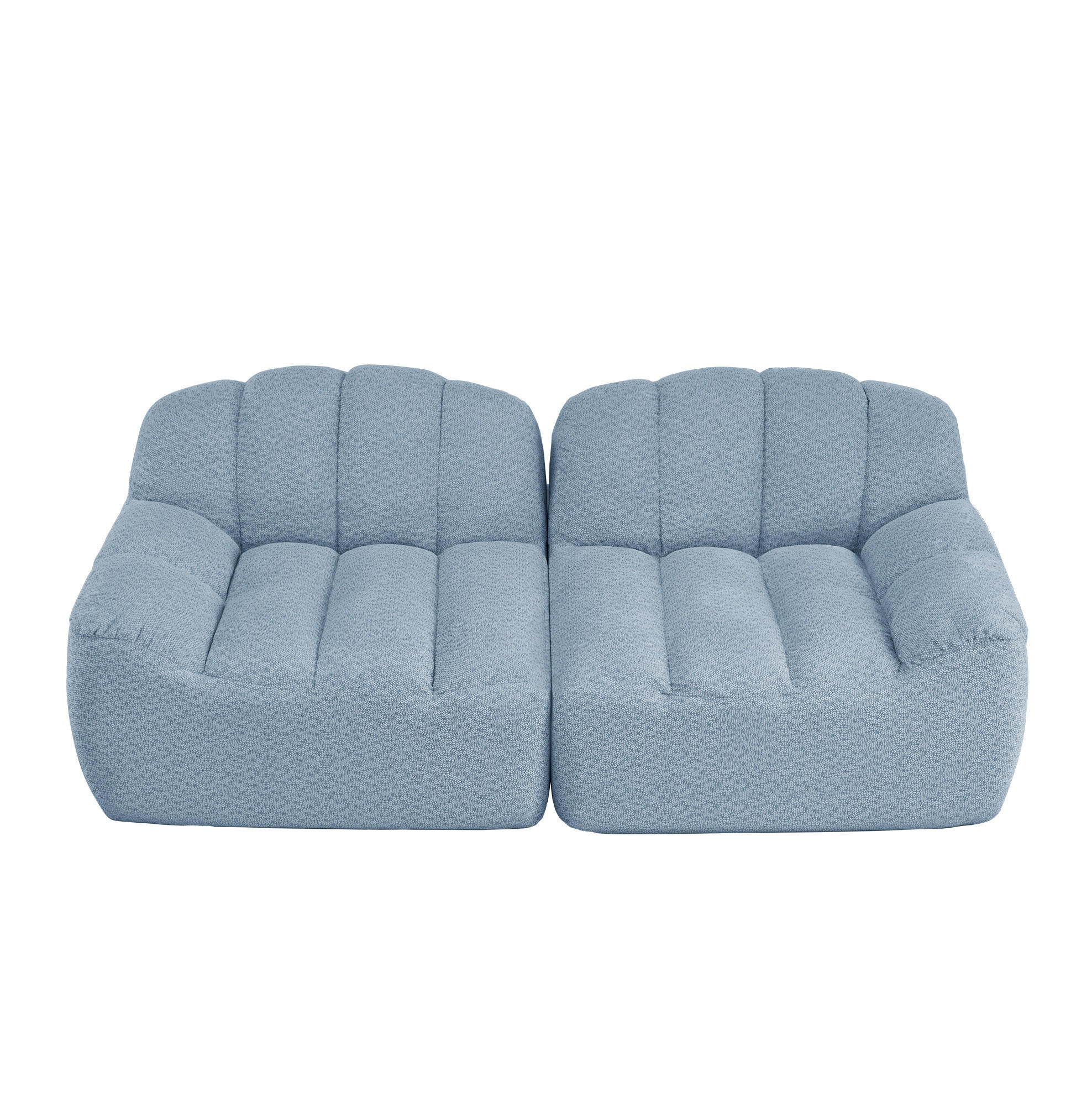 SOFA modular 2-Sitzer Blau Granular Fleece - Blau, Kunststoff (104/79/210cm) - Meubliv