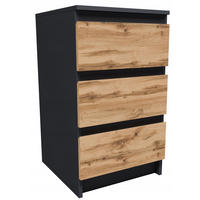 KOMMODE CR3-T-9 Graphit-Wotan Eiche 40,2/44/69,4 cm - Eiche Wotan/Graphitfarben, Holzwerkstoff (40.2/69.4/44cm)