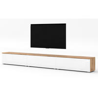 LOWBOARD Loriano 3x100 Wotan, Weiß Hochglanz 300/36,5/32 cm – Hängend und Stehend - Braun/Weiß, Holzwerkstoff/Kunststoff (300/36.5/32cm) - AX Living