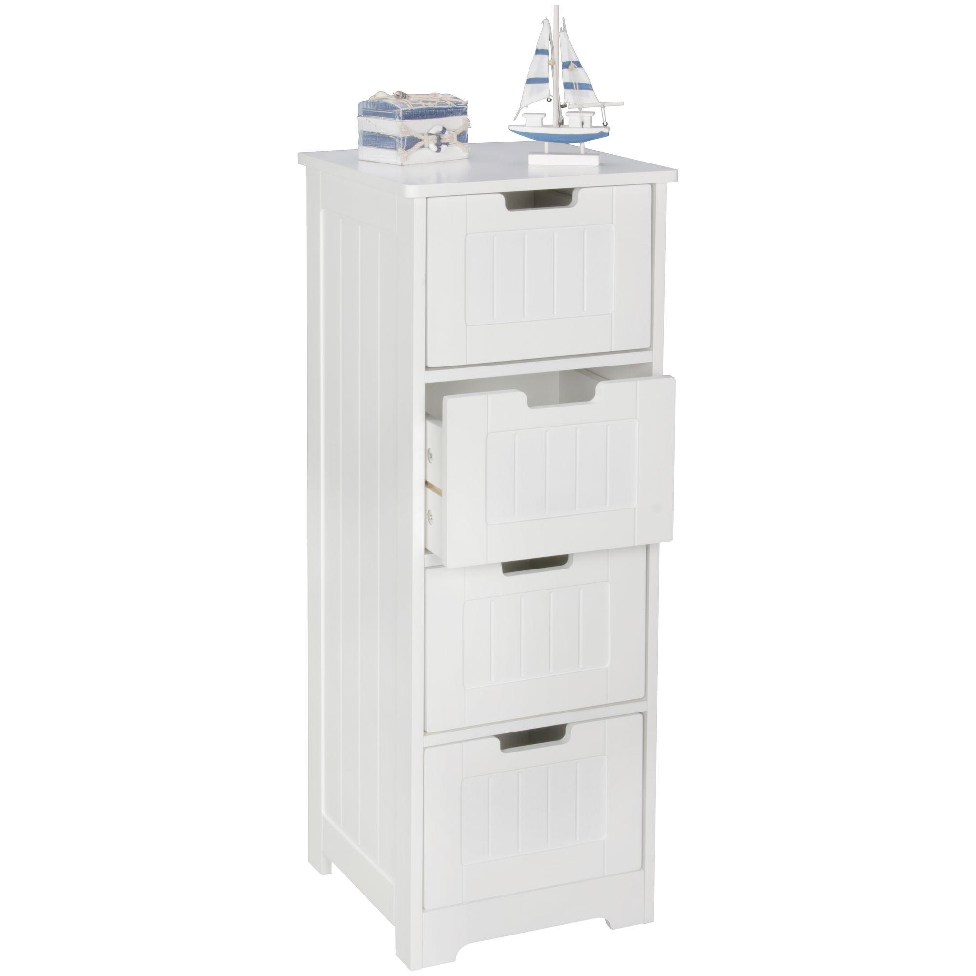 BADSCHRANK Weiß 30x83x30 cm im Landhausstil aus MDF mit 4 Schubladen PATTI - Weiß, Holzwerkstoff (30/83/30cm) - KADIMA DESIGN