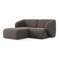 ECKSOFA Links Bouclé Stoff Braun - Schwarz/Mokka, Holzwerkstoff/Kunststoff (178/166cm) - Makamii
