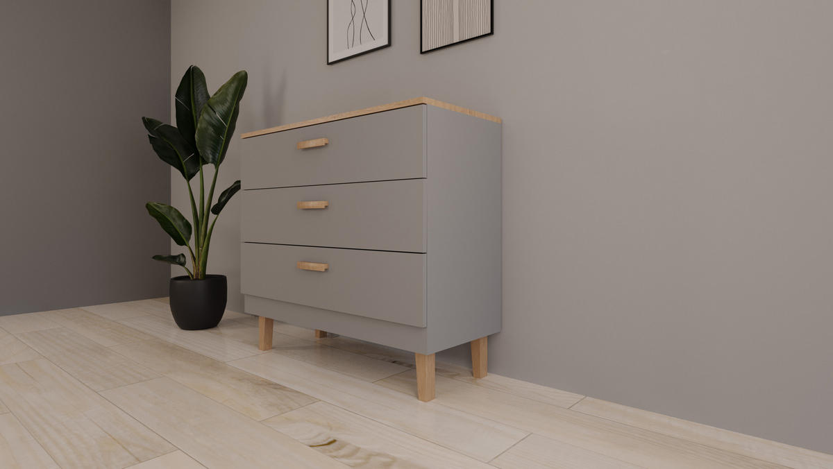 KOMMODE Denver 100/90/47 - Grau, Holzwerkstoff (100/90/47cm) - RAUMHIRSCH FURNITURE