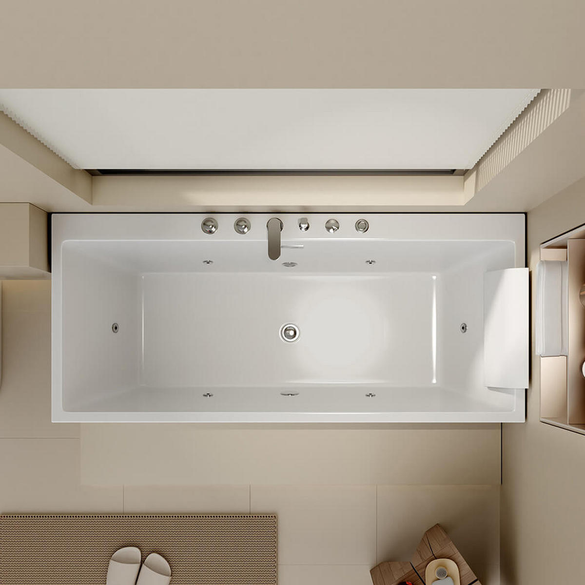 WHIRLPOOLBADEWANNE AMBER - 170 x 58 x 80 cm - Weiß, Kunststoff (58/80/170cm) - Home Deluxe