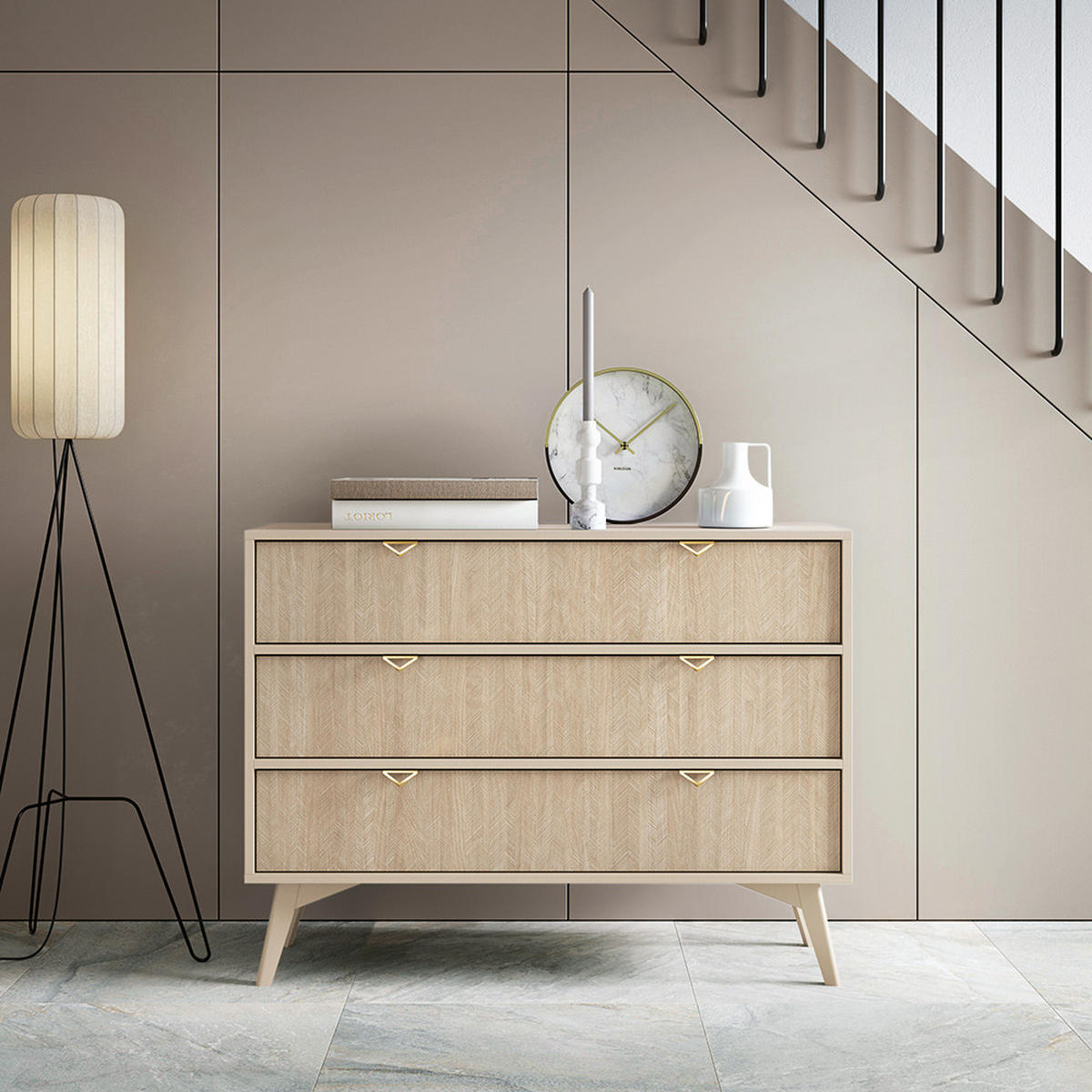 KOMMODE Fareham-160 - Beige, Holzwerkstoff (106/80/38cm) - Lomado