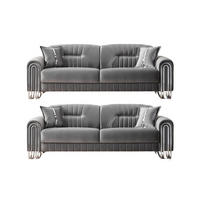 SITZGARNITUR Bogota, Grau Stellvariante 3+3 - Grau, Holzwerkstoff/Metall (240/87/98cm)