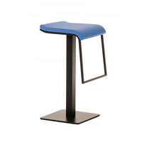 BARHOCKER Lederlook blau - Blau/Schwarz, Textil/Metall (39/78/42cm) - CLP