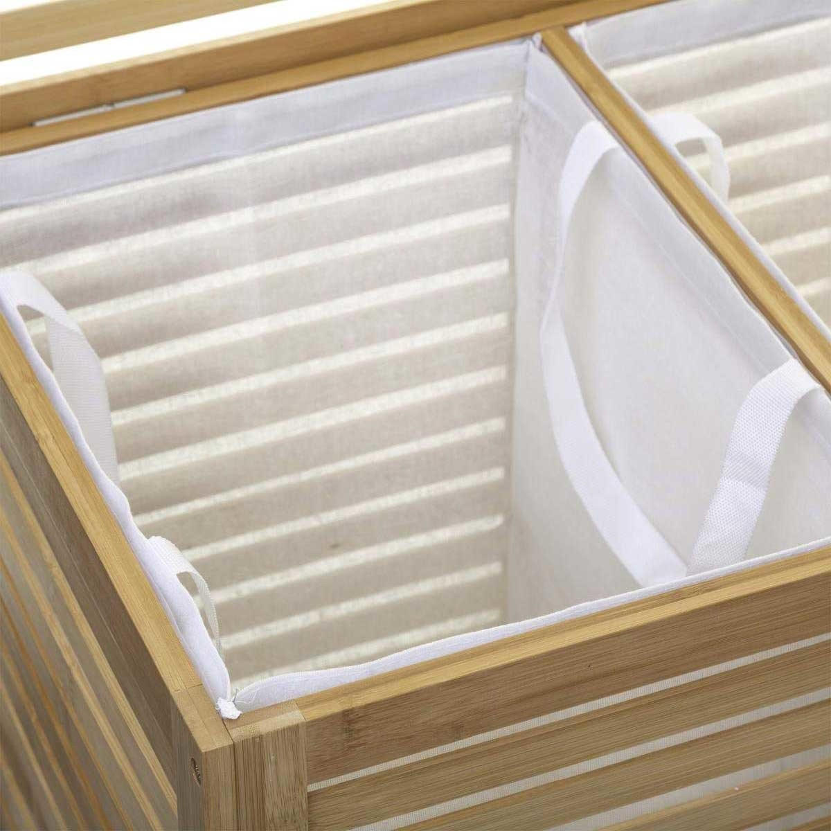 WÄSCHEKORB doppelt Sicela 60/40/60 cm - Beige, Naturmaterialien (40/60/60cm) - 5five Simply Smart
