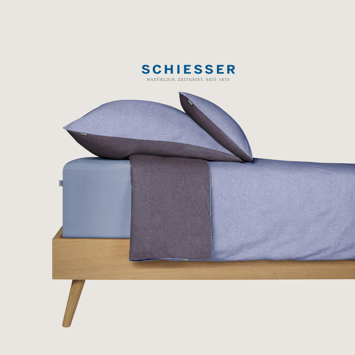 KISSENHÜLLENSET Doubleface - Renforcé - 2-teilig - 40 x 80 cm - Blau - Blau, Textil (40/80cm) - SCHIESSER