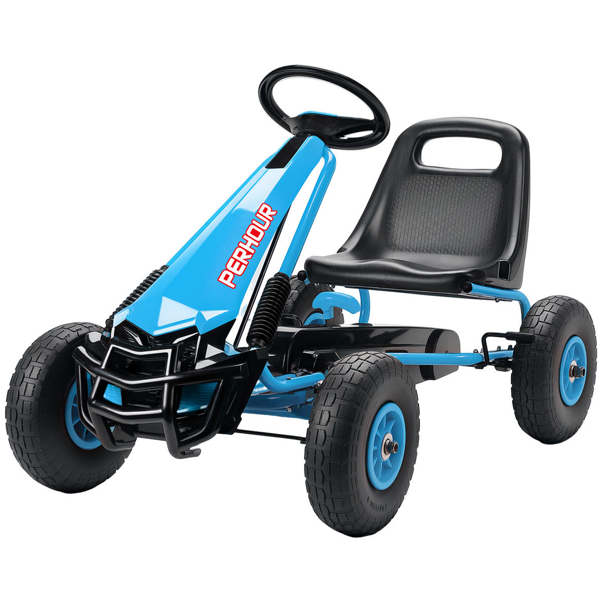 PEDAL-GOKART DE-06241 mit höhenverstellbarem Sitz, Bremse und Kupplung Blau - Blau, Kunststoff/Metall (110/61/62cm) - ComfortXL