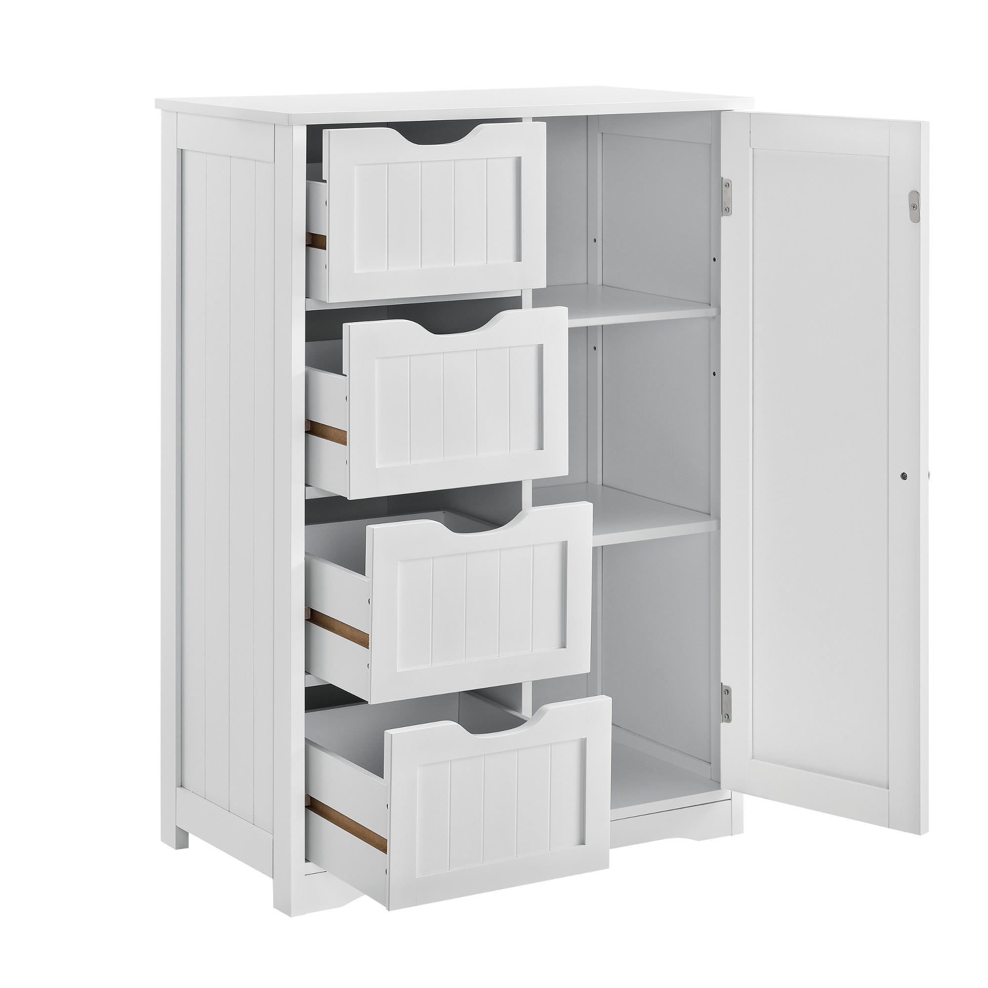 BADEZIMMERSCHRANK - Weiß, Holzwerkstoff (55/81/30cm) - [en.casa]