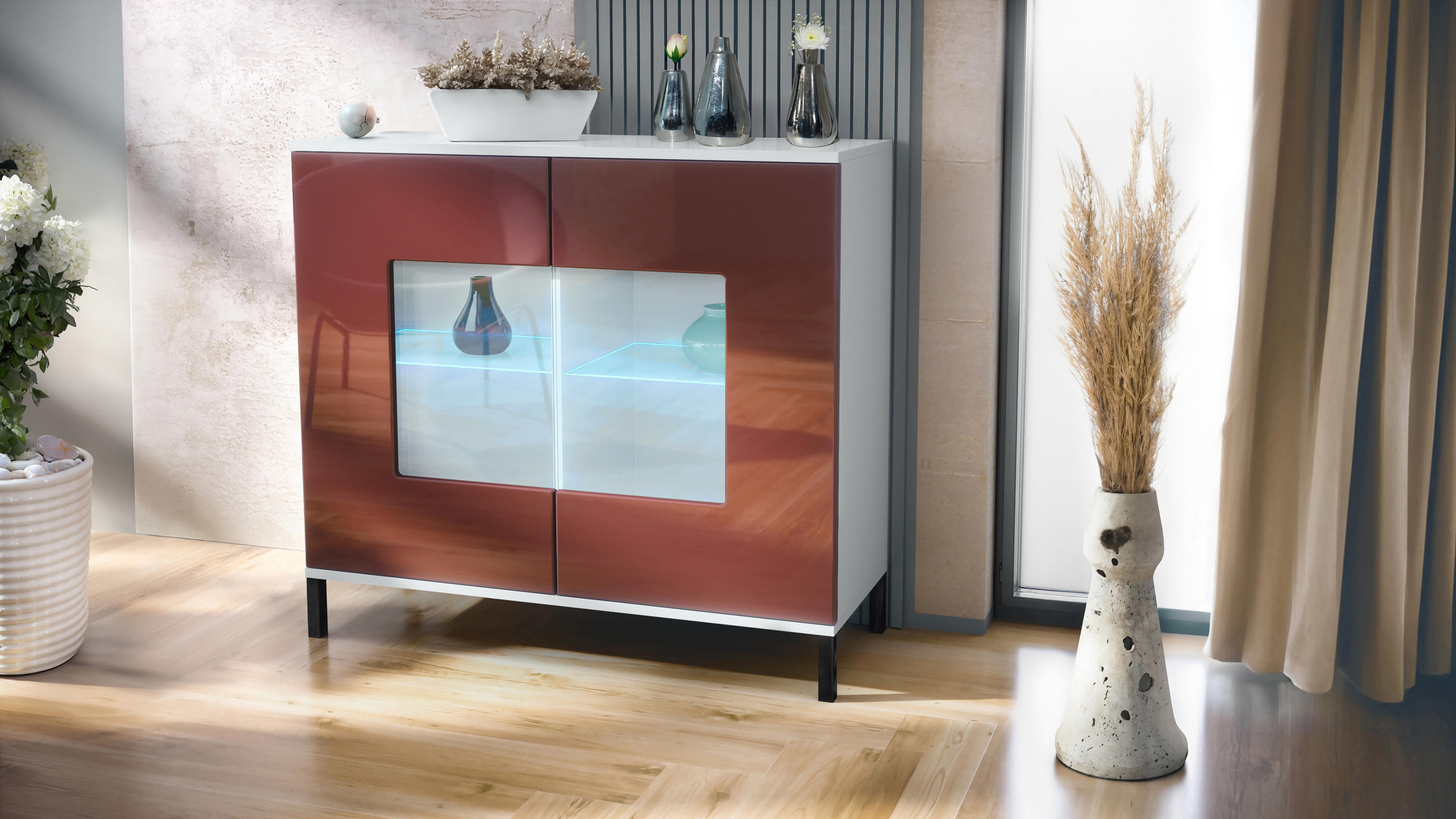 Thumbnail - Vladon Kommode, Bordeaux, Holzwerkstoff, 92.5x83.5x35 cm, Wohnzimmer, Kommoden & Sideboards, Kommoden