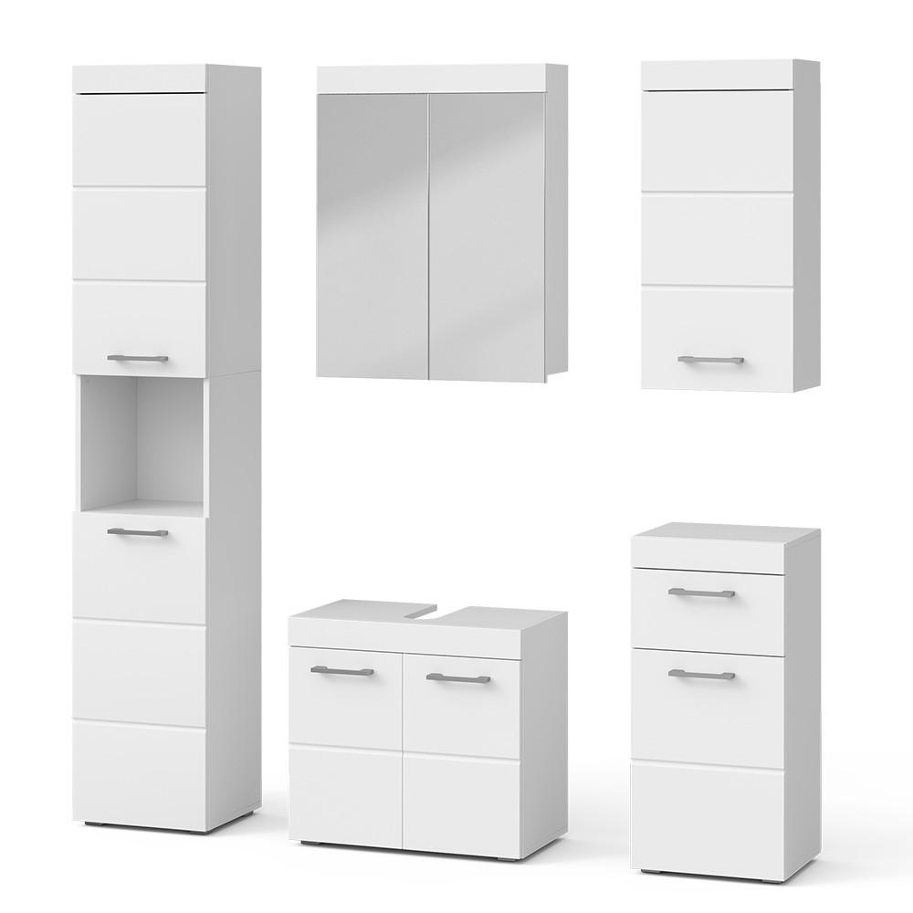 BADMÖBEL-SET Luna Weiß 5 Teile - Weiß, Holzwerkstoff (60/56/34cm) - Vicco