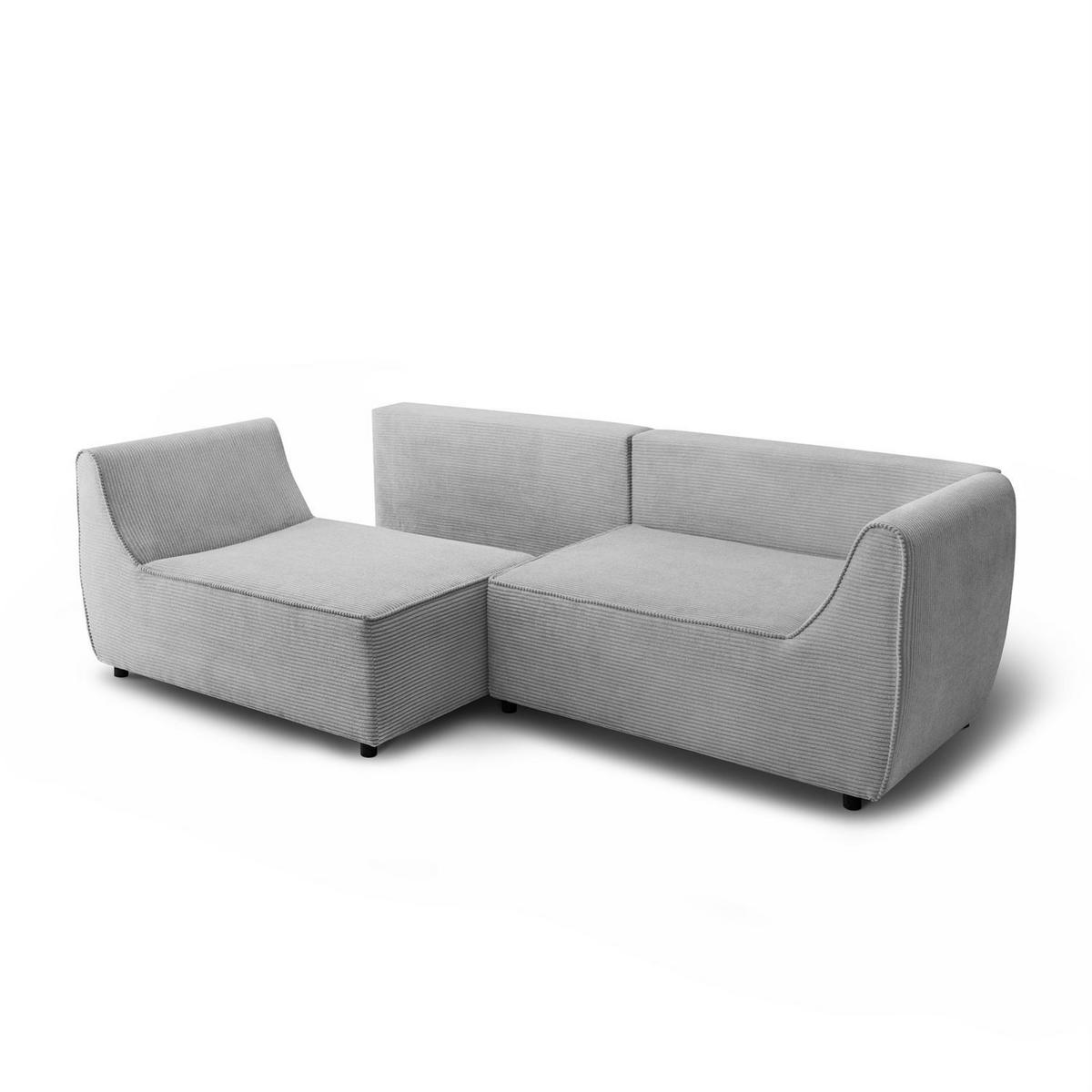 SOFA ASPEN Zweisitzer mit Schlaffunktion, Anafi 02 - Hellgrau, Textil (267/94/95cm) - Lookway