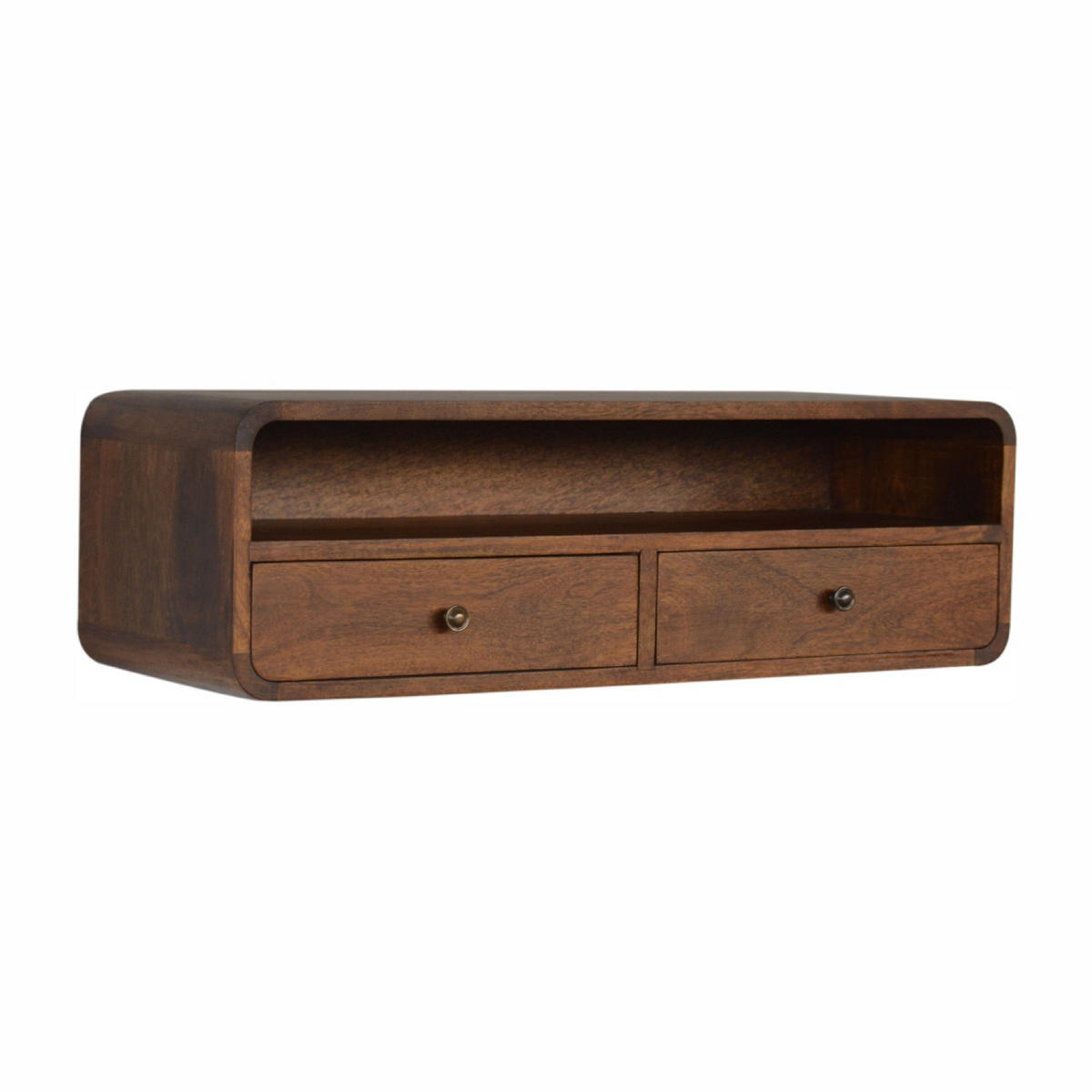 WANDKONSOLE mit 2 Schubladen - Messingfarben/Braun, Holz/Metall (80/25/32cm) - Artisan Furniture
