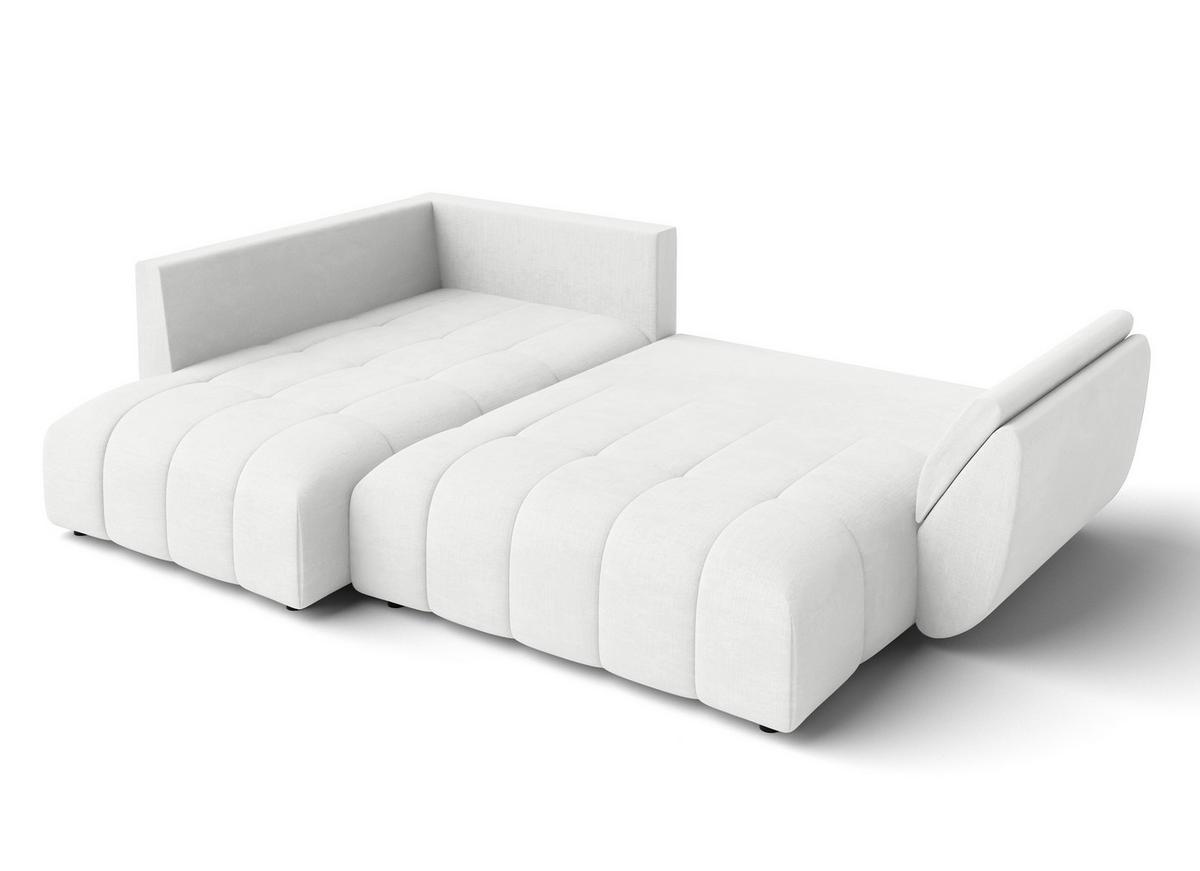 ECKSOFA L Form Corleone Weiß 266/182/91 cm mit Schlaffunktion - Schwarz/Weiß, Kunststoff/Textil (266/182cm) - AX Living