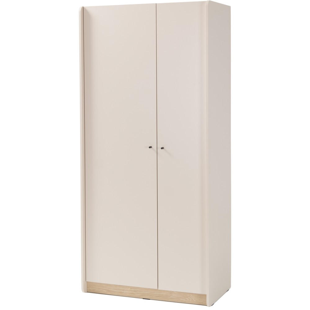 DREHTÜRENSCHRANK Alex für Jugenzimmer, mit 2 Türen, Sandbeige - Beige/Schwarz, Holzwerkstoff (90/195/52cm) - Beautysofa