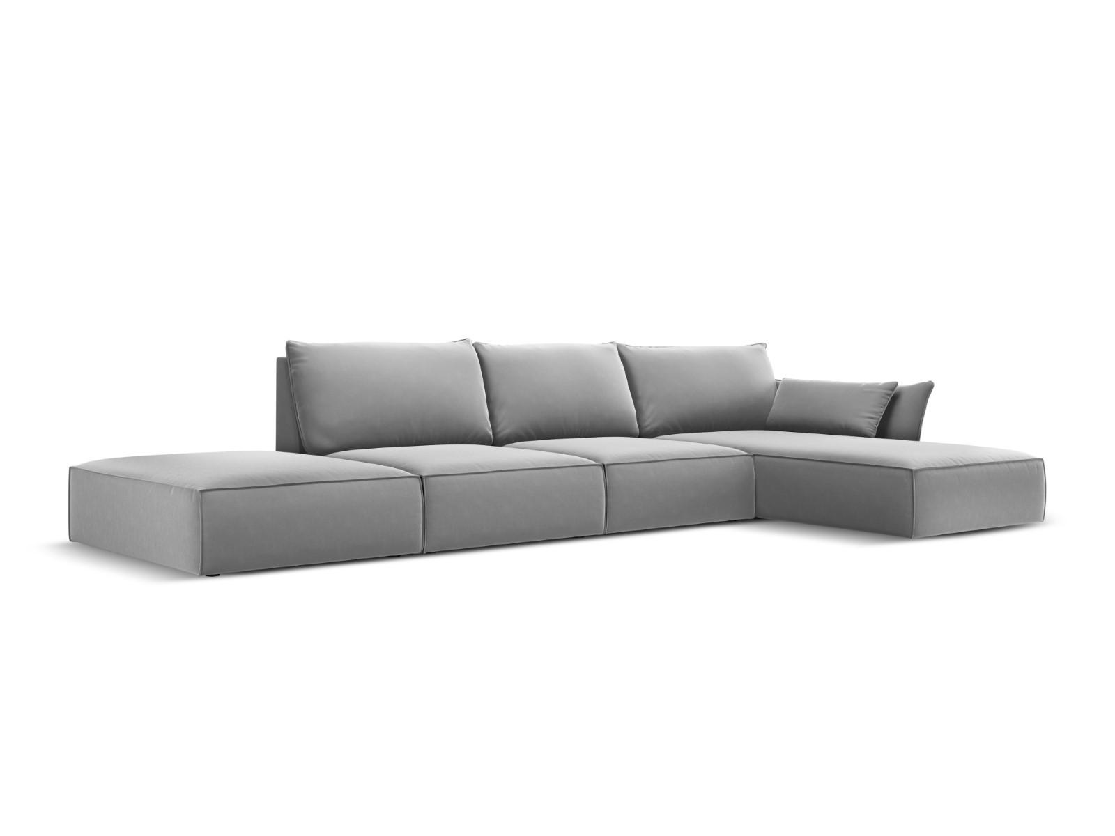 ECKSOFA rechts Kaelle aus Samt grau 5 Sitzplätze - Grau, Textil (171/364cm) - Micadoni