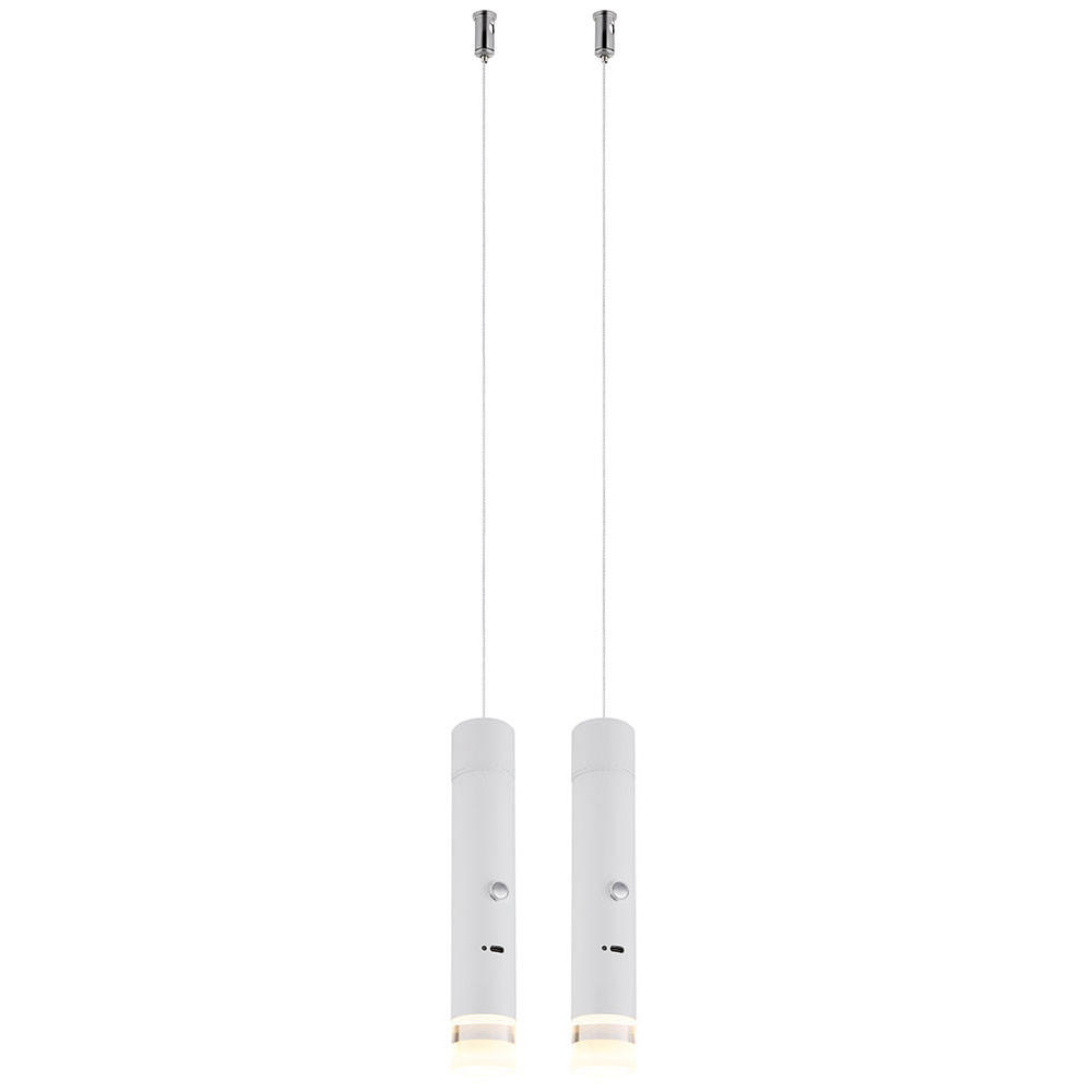 PENDELLEUCHTE PELO, Metall, Weiß, LED, 2er Set - Weiß, Metall (3.8/3.8/120cm) - Globo Lighting