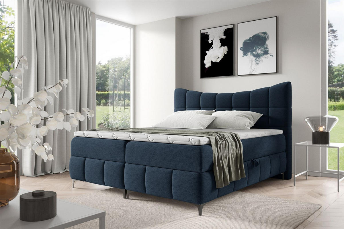 BOXBETT Charles In Freya - Blau, Holzwerkstoff/Textil (180/200cm) - Fun Möbel