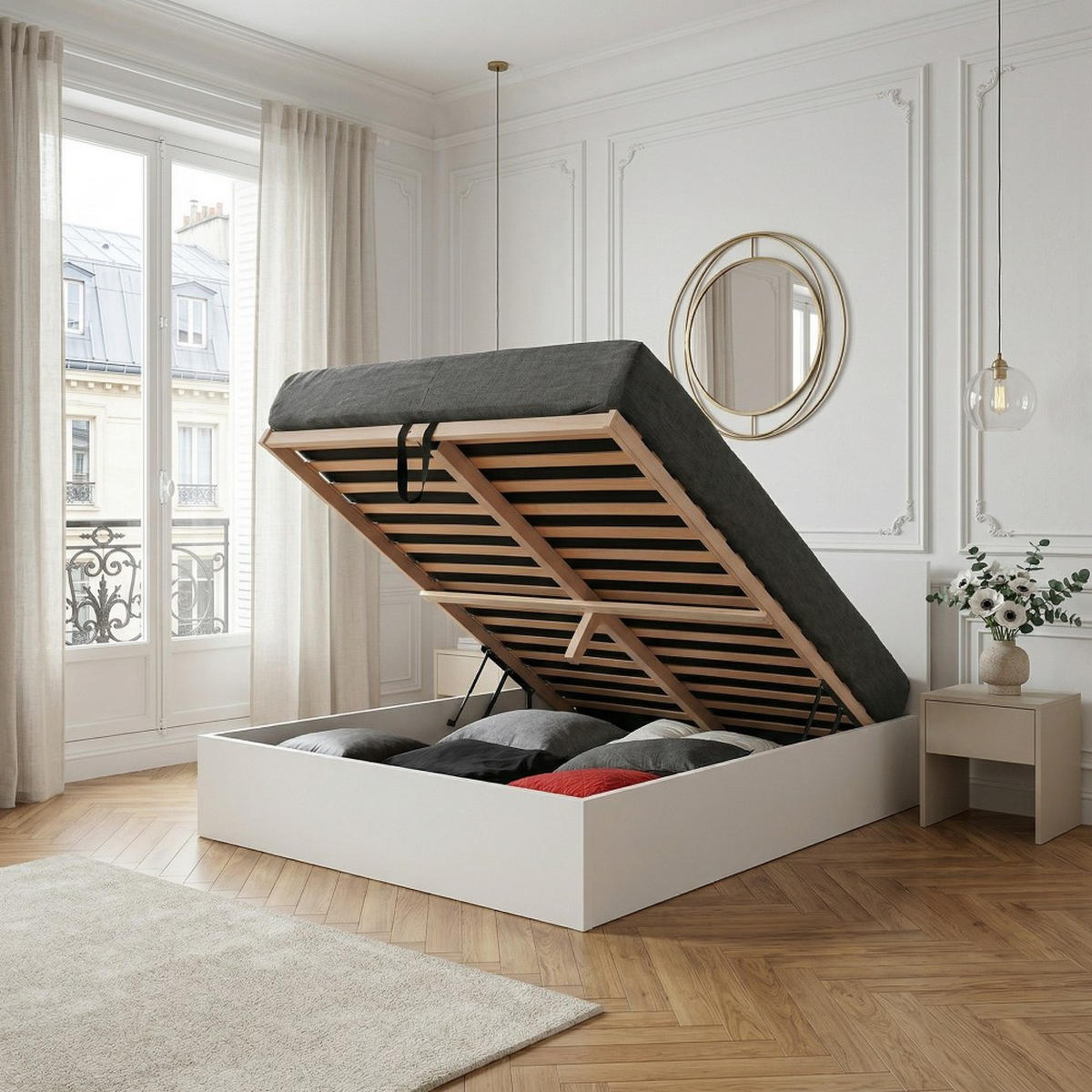 BETTKASTEN MADRID mit Lattenrost/ Bett 180x200 - Weiß - Weiß, Holzwerkstoff (180/200cm) - Weber Industries