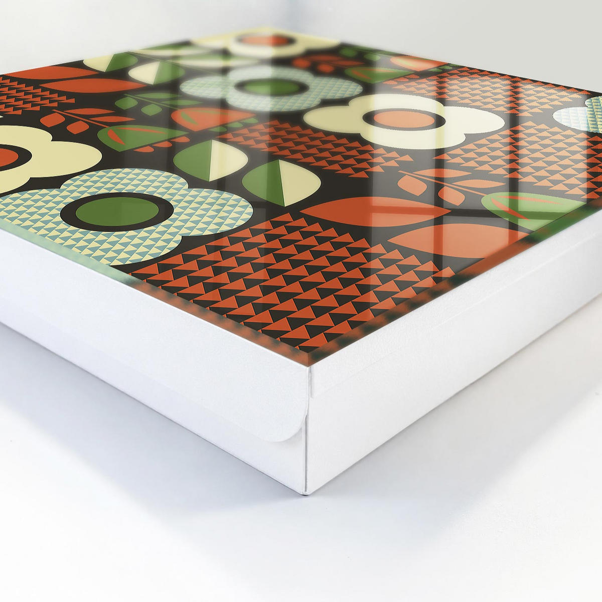 SCHLÜSSELBOX Weiß 30x30 cm – Türöffnung nach rechts - Fröhliche Blumen - Rot, Metall (30/30/5cm) - TULUP