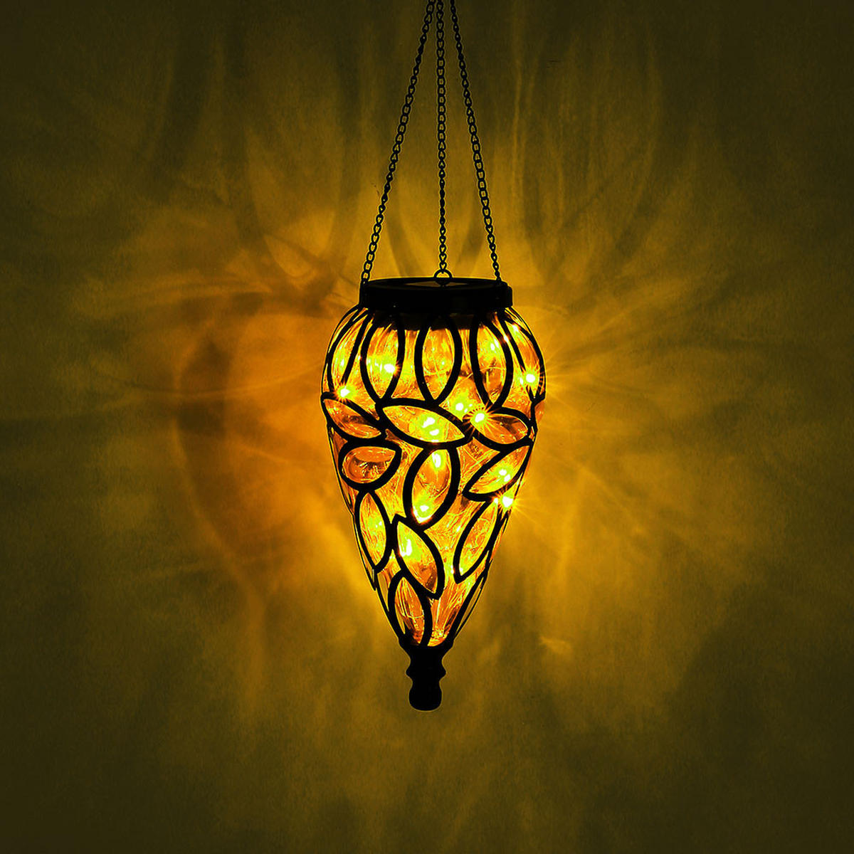 LED HÄNGELEUCHTE Solar Schwarz - Schwarz, Metall (13.5/13.5/50cm) - Globo Lighting