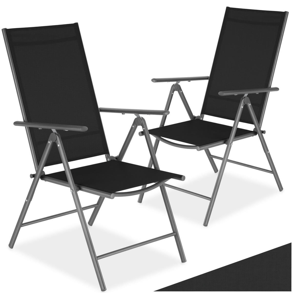 GARTENSTUHL 2er Set Marcellino, 54,5 x 65 x 107,5 cm, anthrazit - Anthrazit/Grau, Metall (54.5/107.5/65cm) - tectake