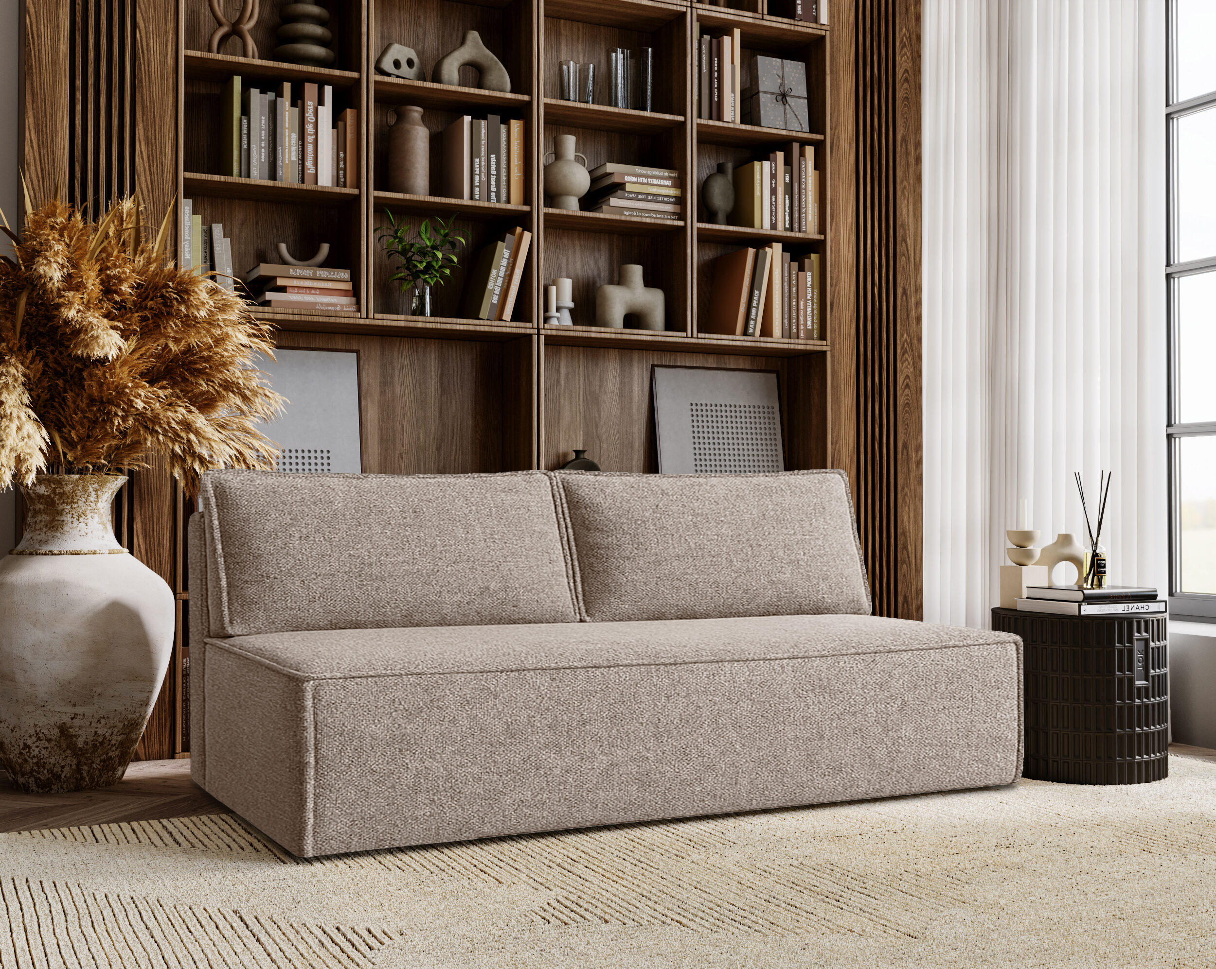SCHLAFSOFA Mit Bettkasten DUO Stoff Verita Warmbeige - Cappuccino, Holz/Kunststoff (198/89/90cm) - Kaiser Möbel