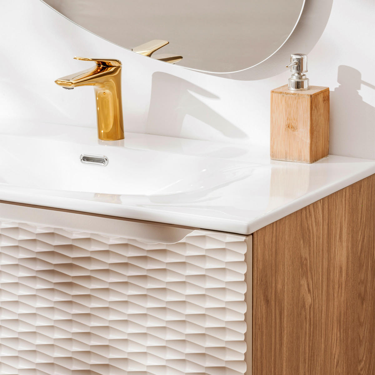 WASCHTISCH 120cm Elora Beige und Holz - Braun, Holzwerkstoff (120/57/46cm) - Petits-meubles