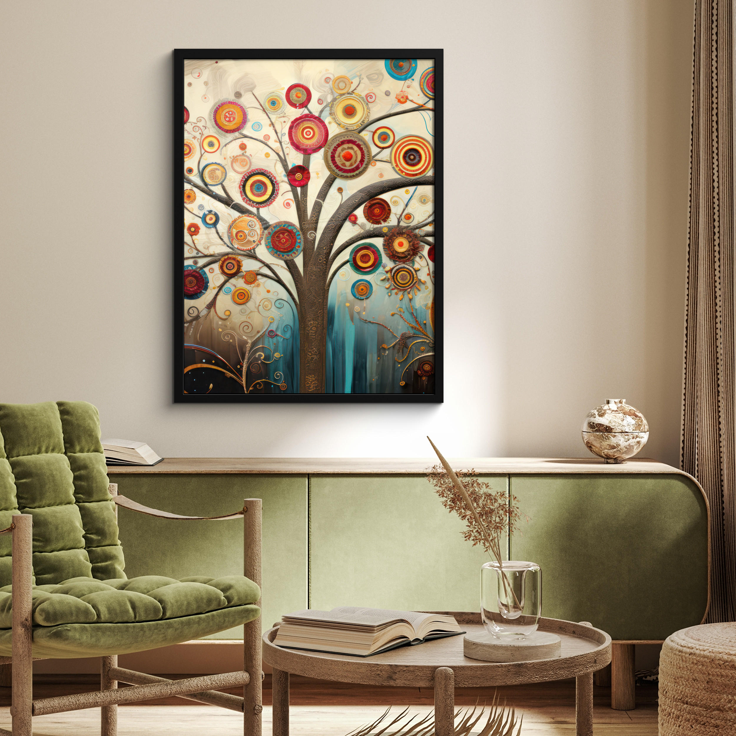 GERAHMTES BILD Baum - Baum des Lebens - Farbe 60x80 cm - Braun, Papier (60/80cm) - MuchoWow