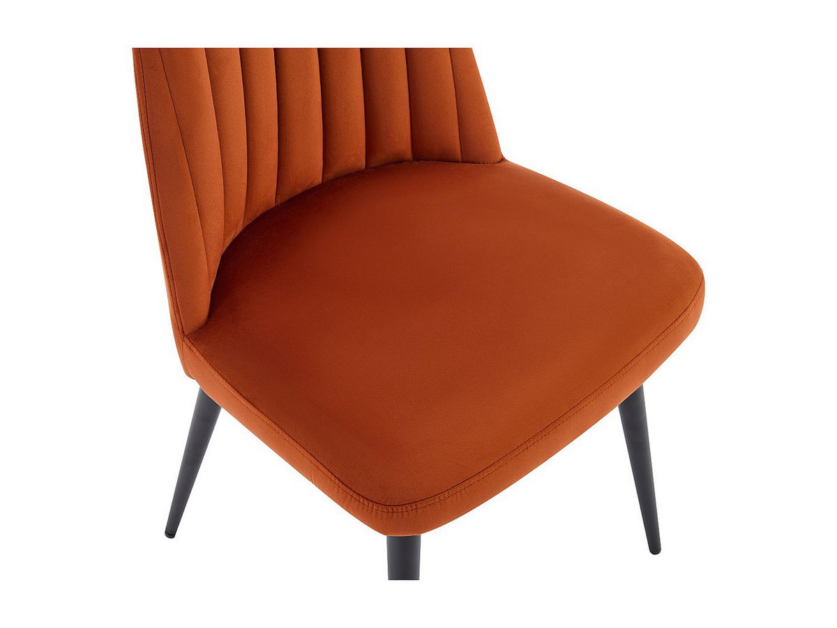STUHL 2er-Set - Samt & schwarzes Metall - Terracotta - ELEANA - Braun, Textil (52/81/49cm) - Vente-Unique