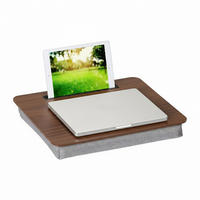 LAPTOPKISSEN Dunkelbraun mit Handyhalter - Multicolor, Holzwerkstoff/Textil (35/46/5.5cm) - Relaxdays