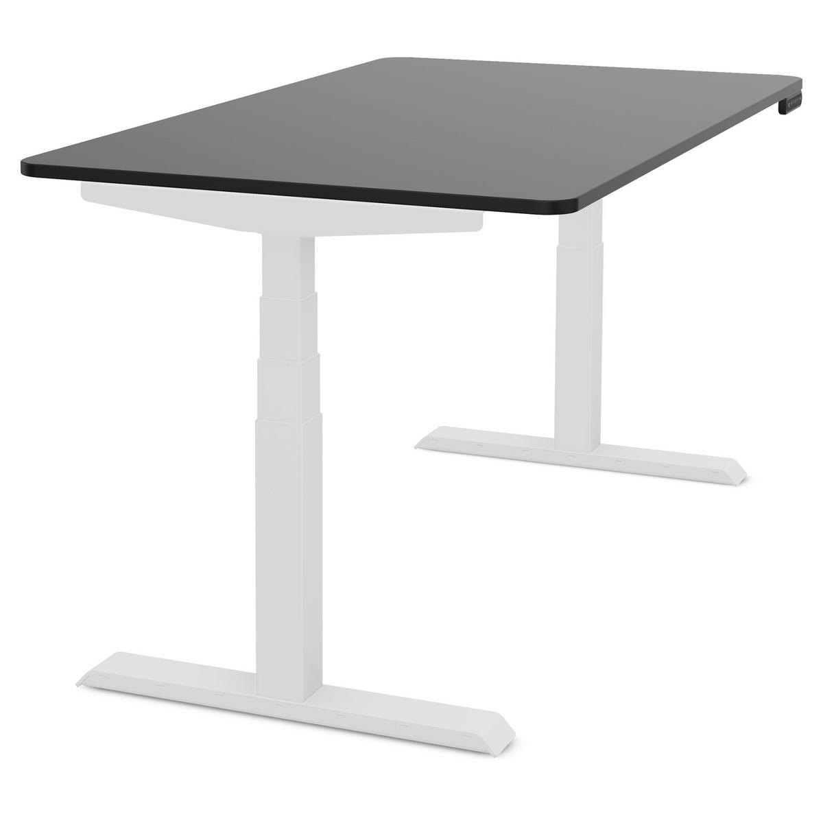 SCHREIBTISCH Elektrisch Höhenverstellbarer Familien Schreibtisch Pitino Curved Schwarz Signalweiß 120/80/52.5-121cm - Schwarz/Weiß, Holzwerkstoff/Metall (80/120/121cm) - ASSMANN