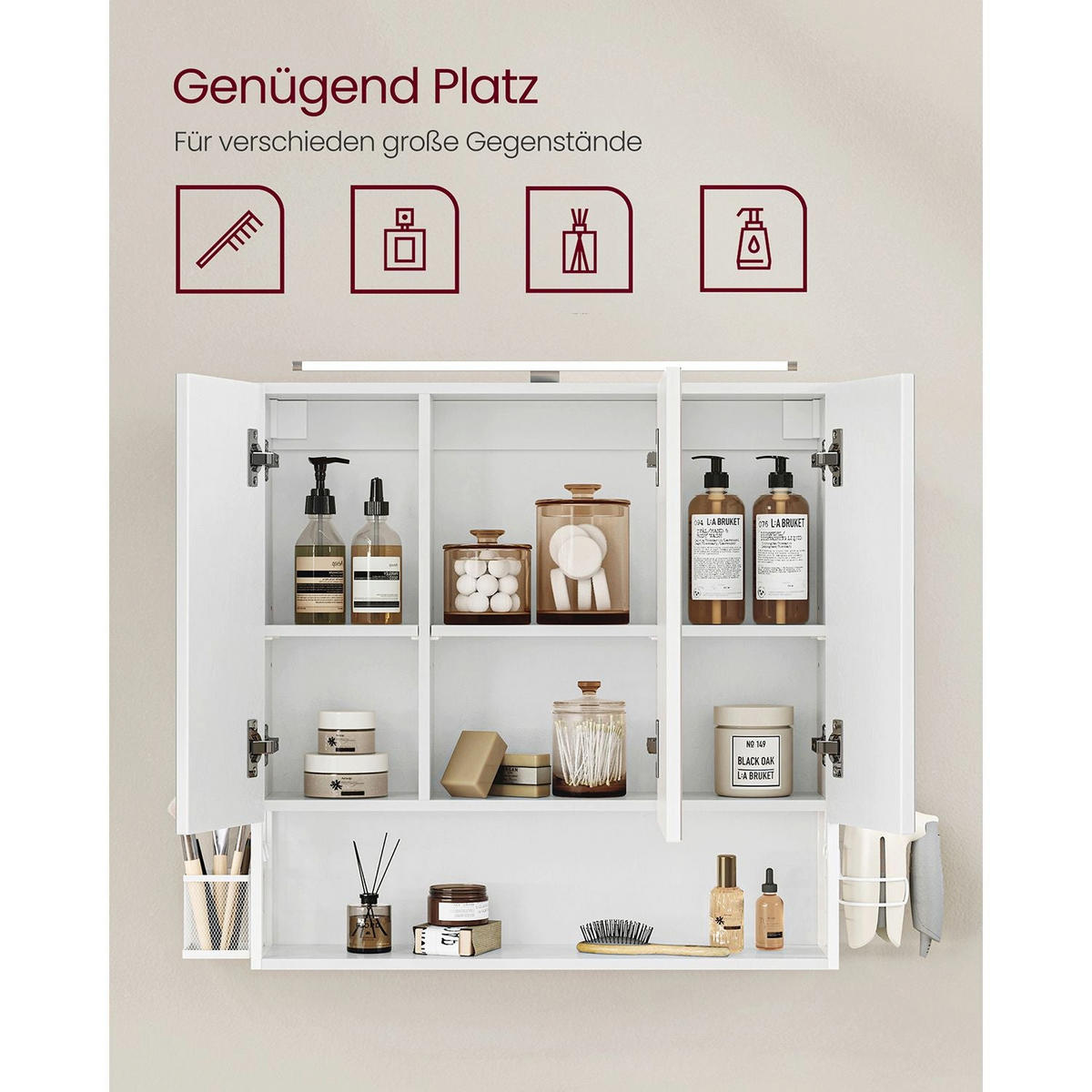 SPIEGELSCHRANK ADDIS ABABA - Weiß, Glas (70/70/14.5cm) - Hansiro