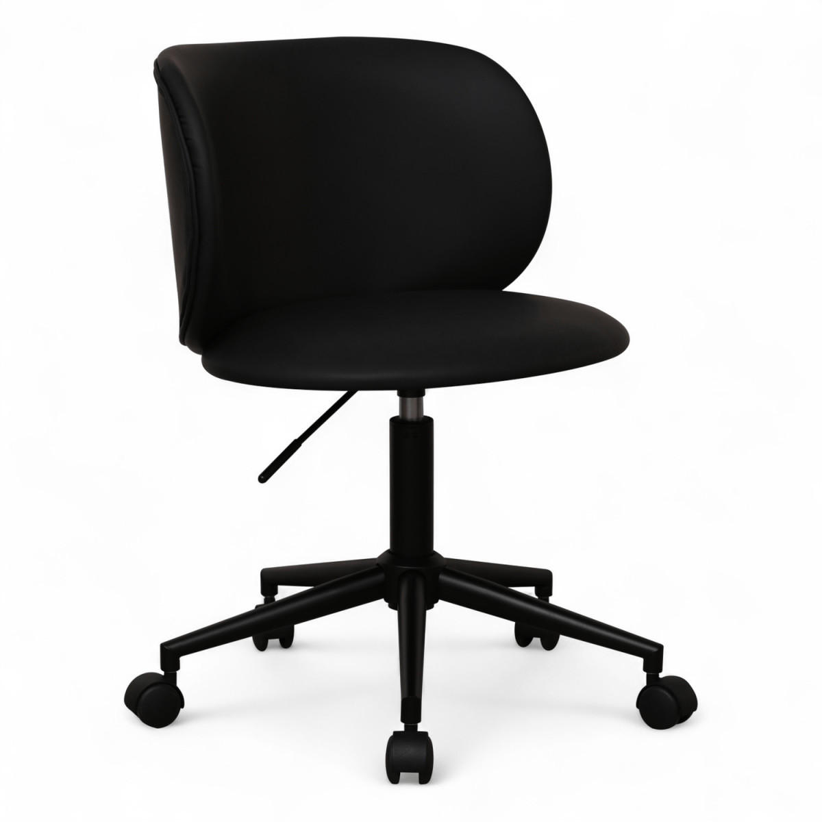 DREHSTUHL höhenverstellbar in Kunstleder Schwarz - Schwarz, Textil/Metall (57/71/56cm) - Furnhouse