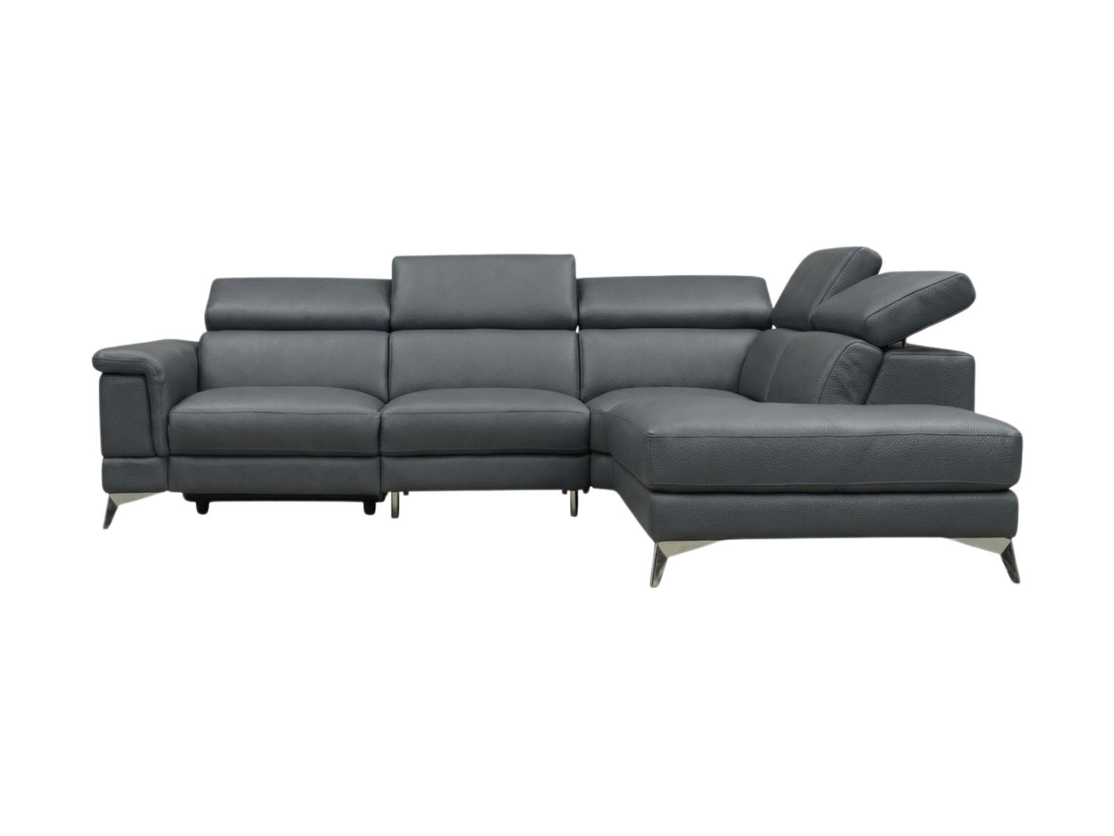 ECKSOFA Planet Echtleder Anthrazit - Anthrazit, Leder/Metall (256/232cm)