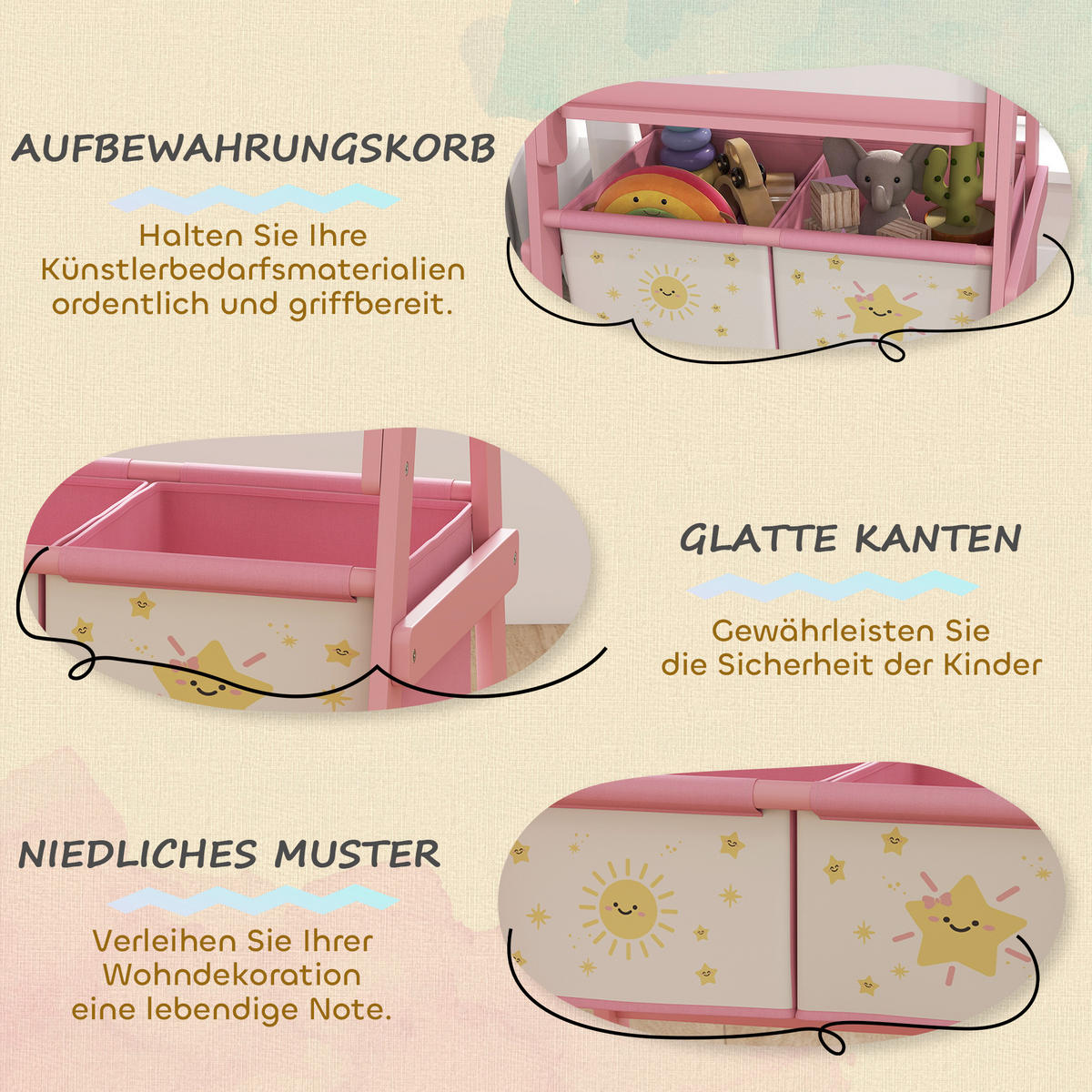 KINDERTAFEL MDF Kiefernholz Rosa - Rosa, Holzwerkstoff (46/94/54cm) - AIYAPLAY