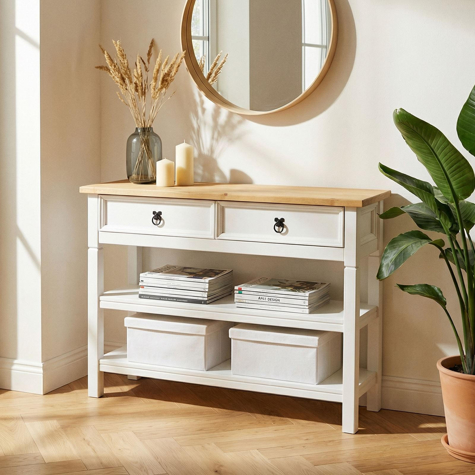 KONSOLENTISCH TEQUILA - Weiß/Braun, Holz (37/110/78cm) - IDIMEX