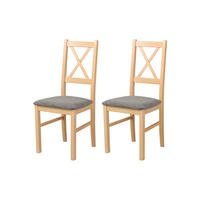 STUHL Nilo 10 (2er Set) - Birkefarben/Braun, Holz (43/94/40cm) - Leaf Design